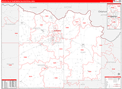 Wichita Falls Metro Area Wall Map Red Line Style 2026